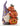 Purple Warlock Gnome with 3 stacked jack-o-lanterns by his side. LED lights light up the pumpkins and his hat.