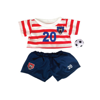 Red Soccer Uniform 16" Plush Stuffed Animal Clothes for toy dolls and teddy's