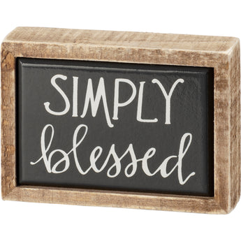 Simply Blessed wooden mini block sign