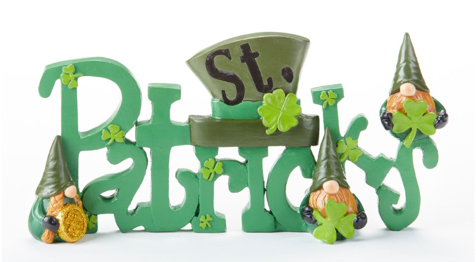 Gnomes St Patricks Day Resin Sign with comical gnomes