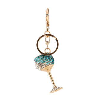Turquoise Wine Glass Rhinestone Handbag Purse Charm