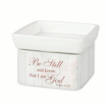 Be Still and know that I am God Candle and Oil Warmer. This 2 in 1 tart warmer works for both candles and wax melts and oils.