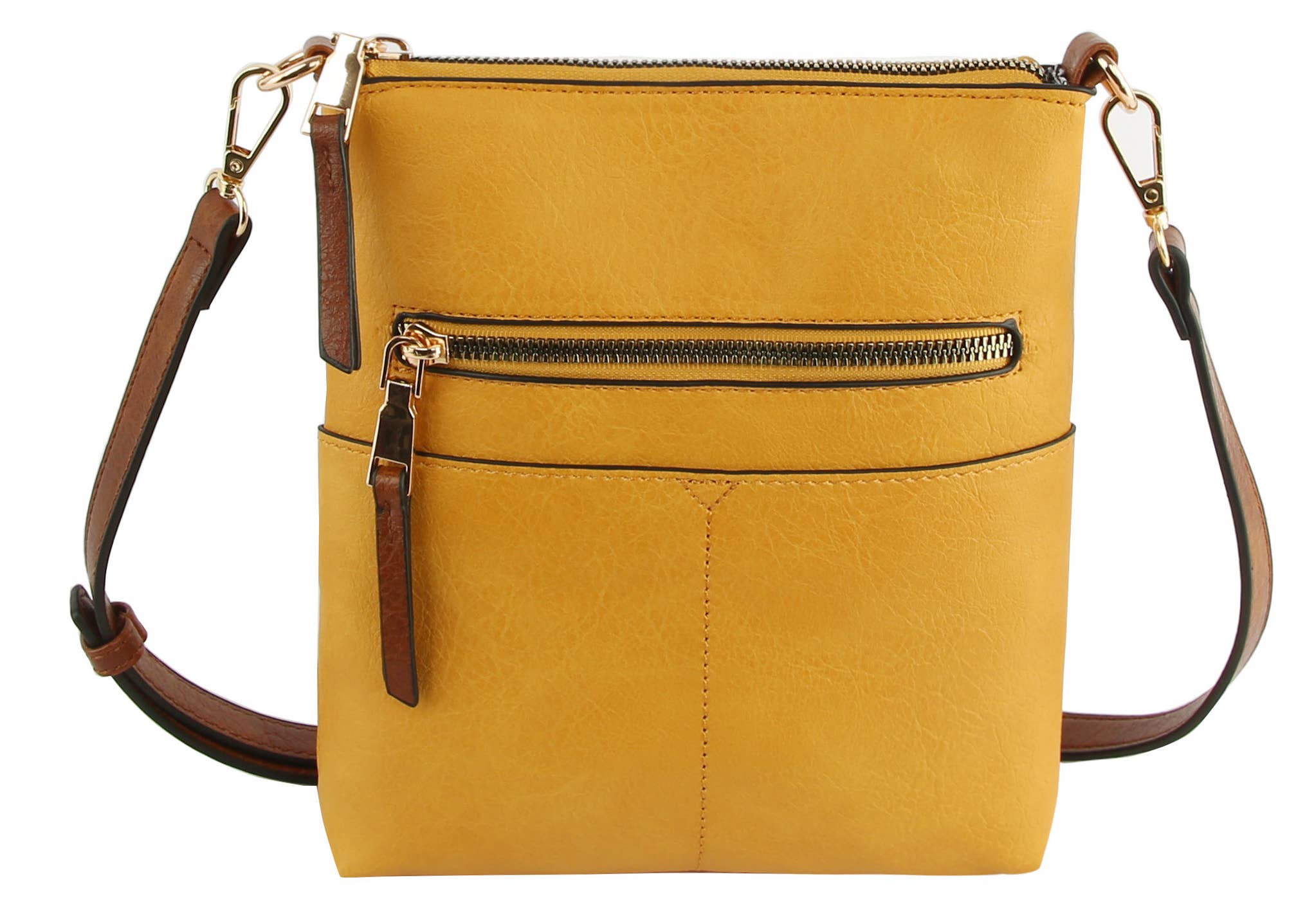 Classic Front Pocket Crossbody Sling: Mustard / ONE SIZE