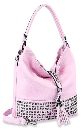 Studded Pink Hobo Handbag