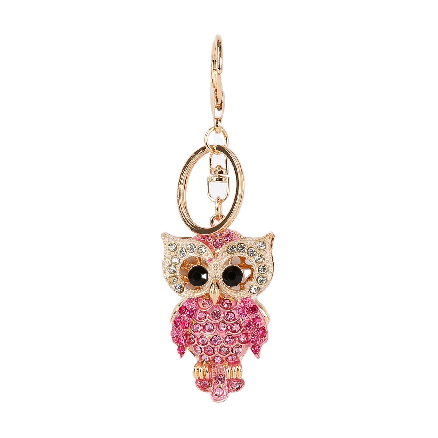 Pink Owl Rhinestone Purse Charm