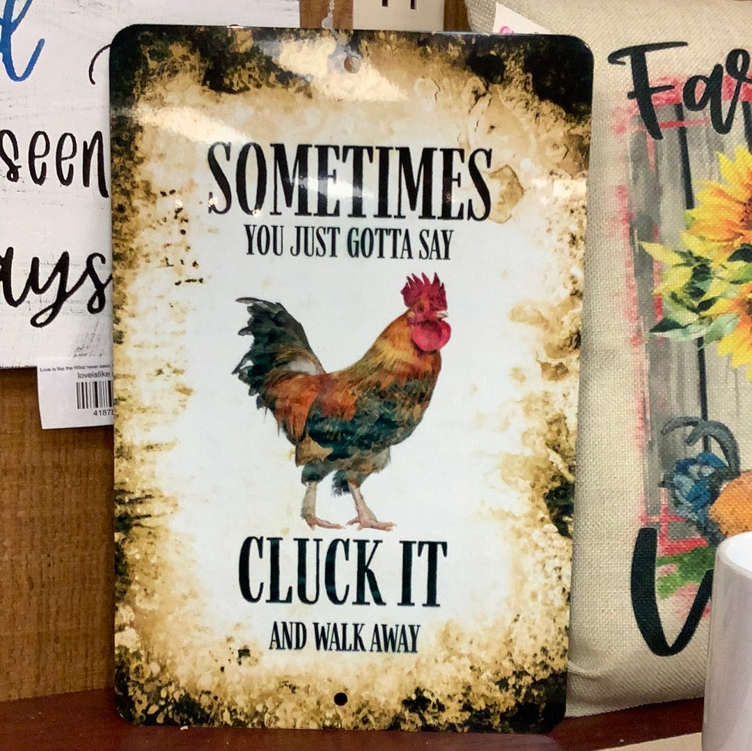 Tin Sign - Rooster Cluck it Rustic Metal sign