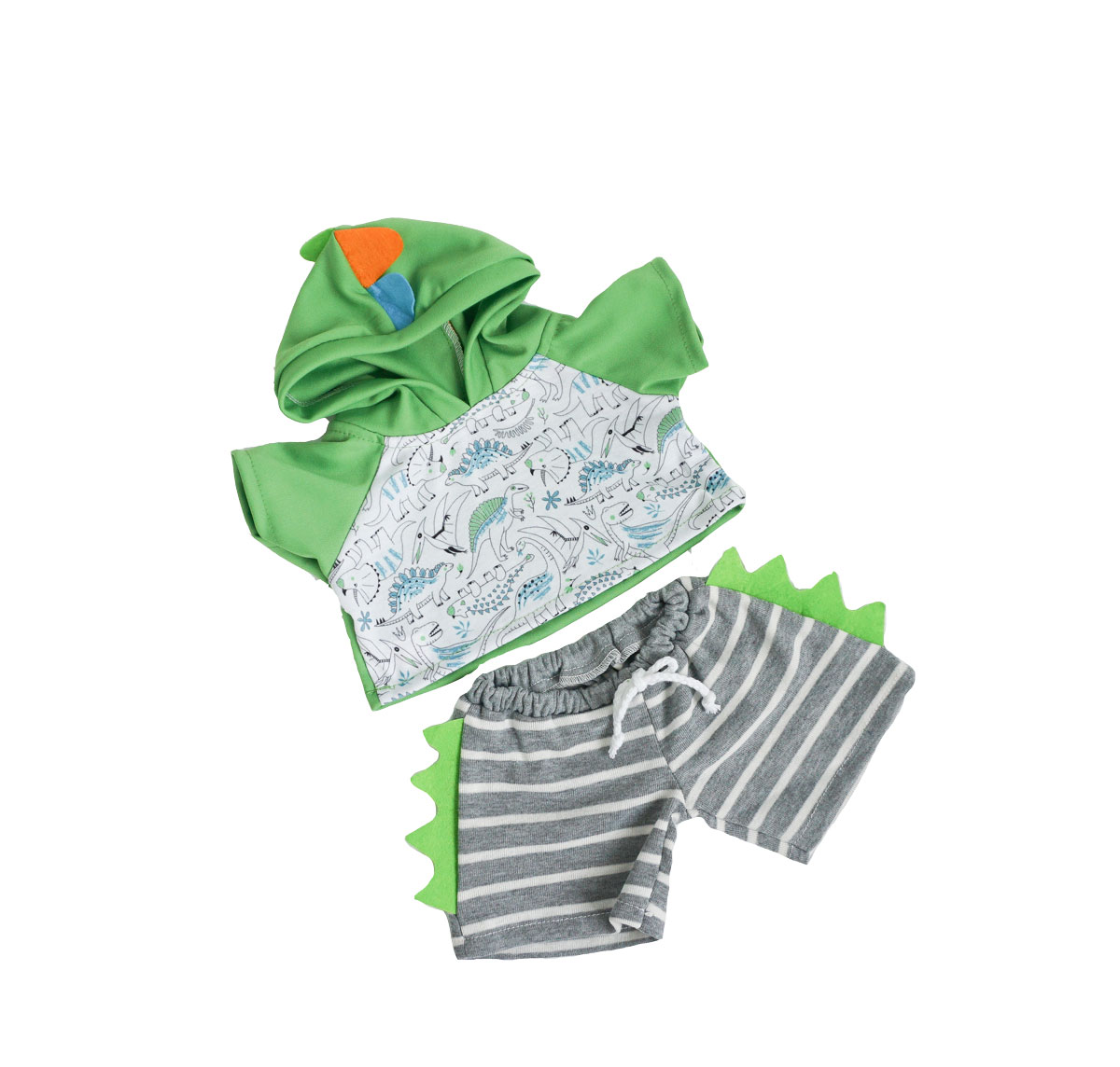 Green and Grey Dinosaur outfit for 16" plush stuffed bears, dolls and other Frannie's Friends.
