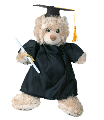 Graduation Cap and Gown clothing for 16" teddy bear stuffed animals for kindergarden graduation gift, high school graduate gift, or college graduate gift