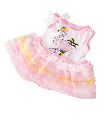 Teddy bear clothing pink flamingo dress for 16" teddy bears or plush stuffed animals.