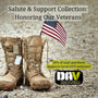 Salute & Support Collection: Honoring Our Veterans - Military-themed t-shirts, drink tumblers, and ornaments. 50% of proceeds benefit local DAV chapter.