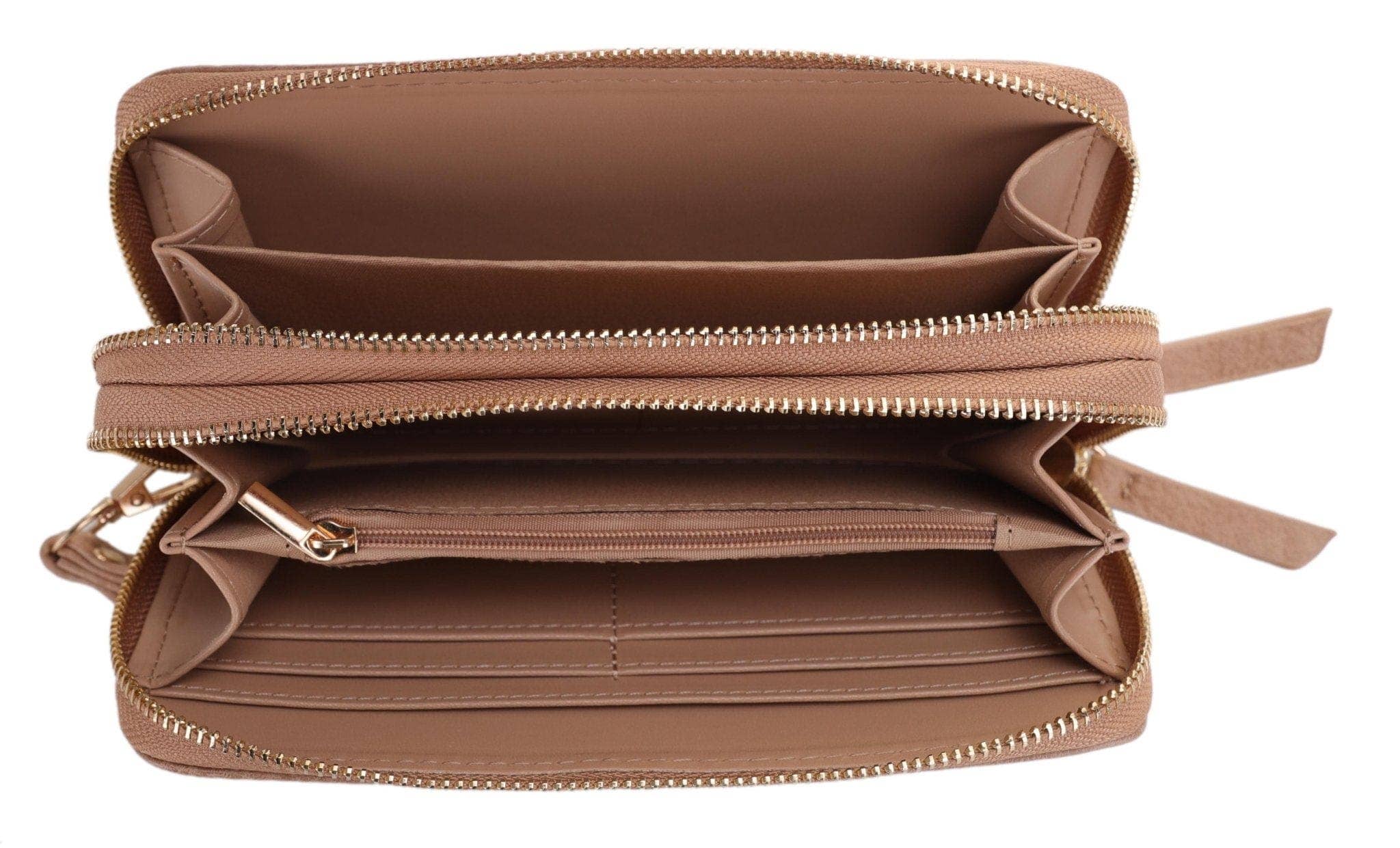 ES60164 Sherrie Double Zipper Wallet: Tan