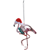 Flamingo Glass Christmas Ornament