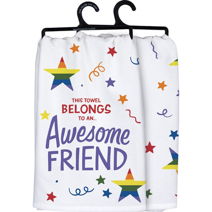 Awesome Best Friend Rainbow and Confetti White Kitchen Towel