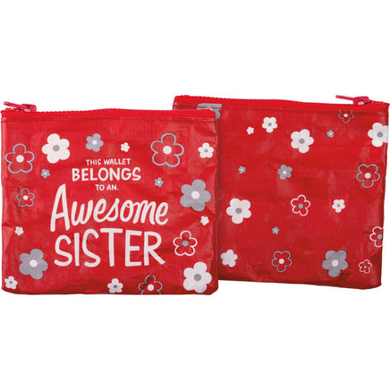 Awesome sister Red with flowers zipper wallet
