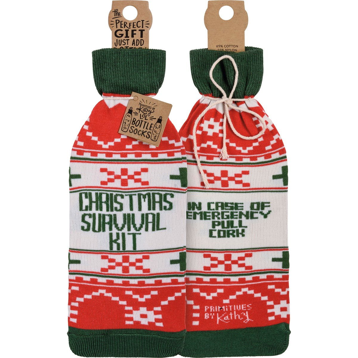 Christmas Survival Kit Wine Bottle Sock Gift Bag