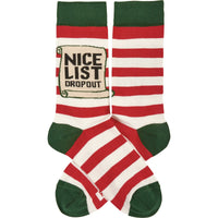 Santa's Nice List Dropout Funny Christmas Crew Socks