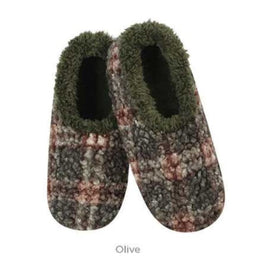 Mens Olive Green Plaid Slippers