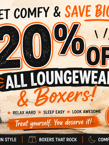 20 Percent off Lounge Wear and Boxers