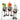 Fabric Gnomes dressed for Trick or Treating in black and white outfits. One with Frankenstein hat, another in a pumpkin hat and one with a ghost hat