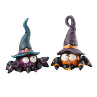 Halloween Tarantula Spiders wearing Witches hats figurines