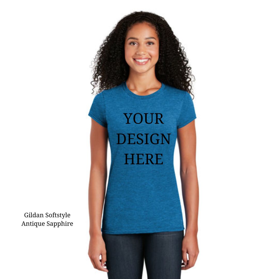 Customize your own Gildan Softstyle Cotton tees with us! Perfect for personal designs or bulk orders. Enjoy vibrant, soft-feel prints. No minimums, discounts on large orders.