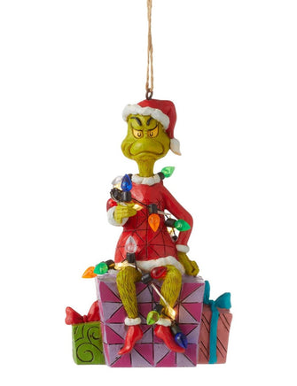 Tangled Christmas Lights Grinch Ornament by Jim Shore, lights up!