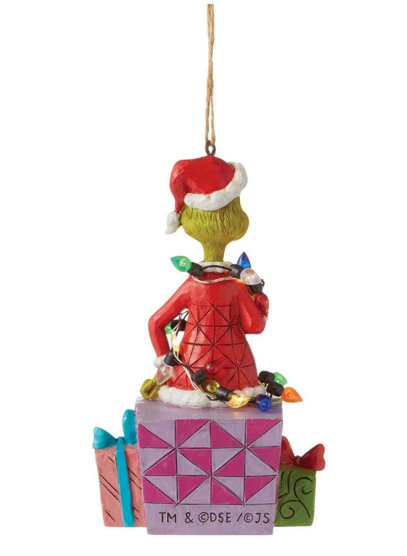 Grinch Tangled in Lights Ornament