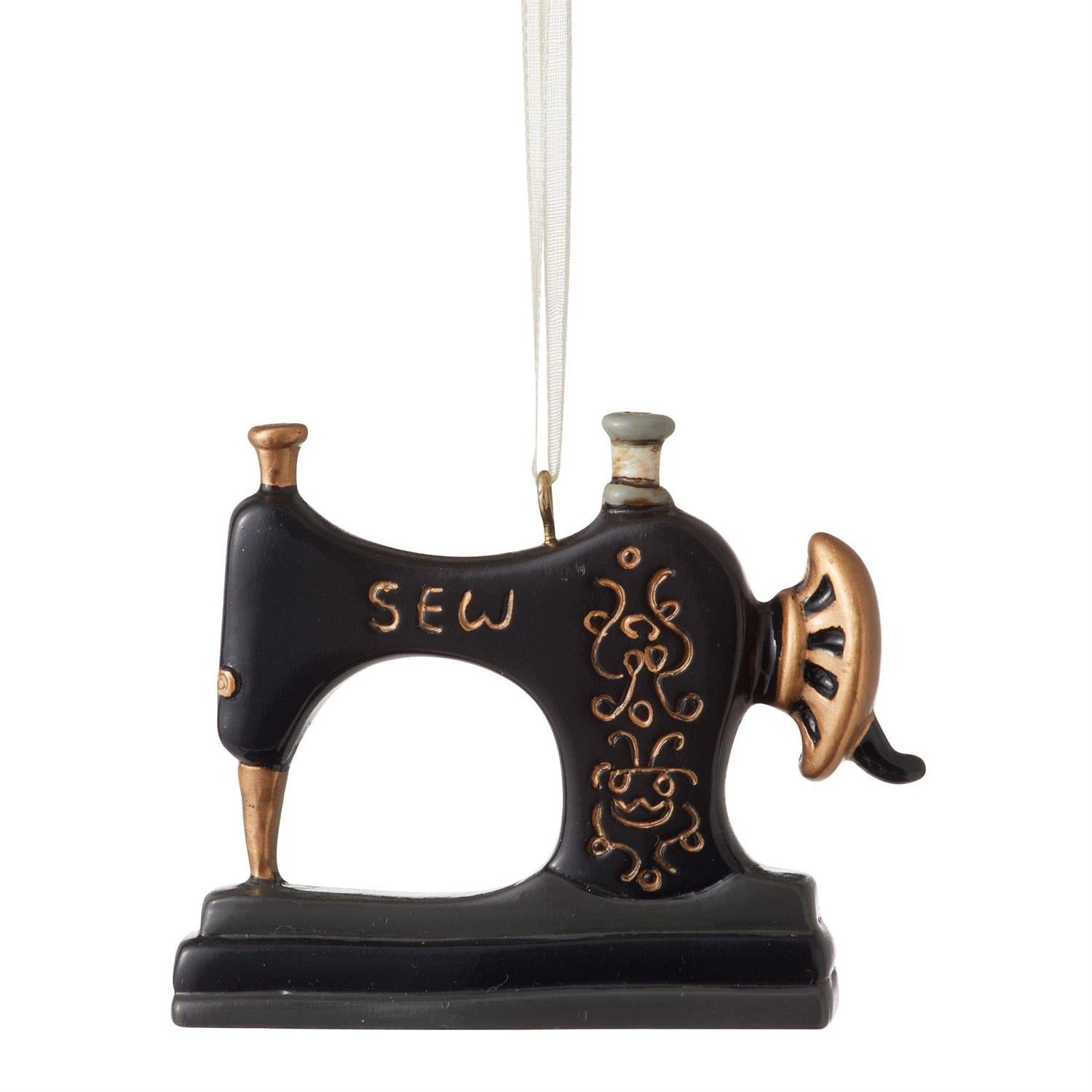 Vintage sewing machine ornament gift for quilters and seamstresses