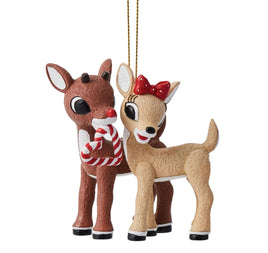 Rudolph, the red nosed reindeer, and Clarice Love is Sweet Christmas Tree Ornament