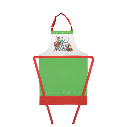 Christmas Apron featuring The Grinch and Max with It was the night before grinchmas design on a 100% cotton apron in traditional red and green colors