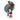 Decorative figure of a Santa Claus holding a large green gift box on a white background