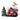 Decorative figurine of Santa Claus reading a book to two children with a Christmas tree and presents.