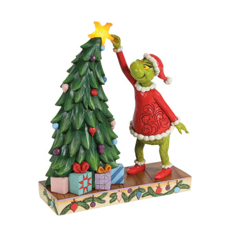 Jim Shore Grinch pulling tree star lighted figurine