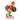 Christmas-themed grinch figurine with a red outfit and green wreaths on a white background