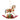 Decorative rocking horse ornament with a teddy bear, tree, and soldier on a white background