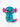 A cute, cartoonish blue axolotl figure filled with glitter, featuring bright pink ears and tail, set against a plain white background.