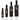 Four dark glass bottles of Olivelle Sun-Dried Tomato Barrel Aged Balsamic shown in 100 ML, 250 ML, 500 ML, and 750 ML sizes, arranged by volume from smallest to largest on a white background with reflective bases.