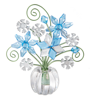 Crystal Expressions White and Blue Snowflake Pot