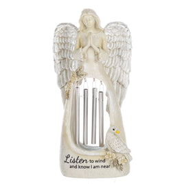 Angel Wind Chimes with Listen to the wind and know I am near message. Memorial or sympathy gift to remember loved ones.