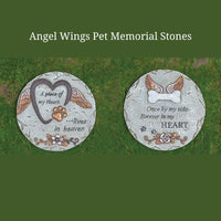 Angel Wings Pet Memorial stones - 10 inches round and made of cement