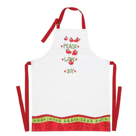 Peace Love and Joy Christmas Apron with Whimiscial Red Birds from Izzy and Oliver Collection