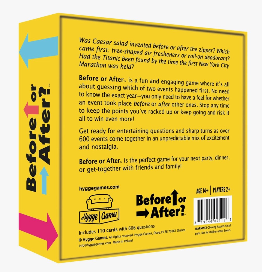 Before or After? A Trivia Game from Hygge Games