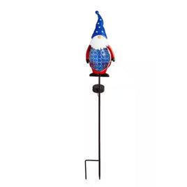 Blue Solar Light Gnome Stake for landscaping, flower beds or driveways. 