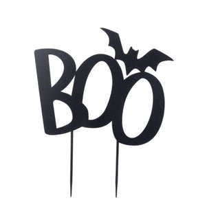 Boo with Bat Yard Stake - Black Iron Halloween Decor