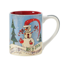 Coffee Mug - Candycane Snowman Stoneware Coffee Mug