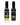Two bottles of Olivelle olive oil on a white background: Caramelized Garlic infused olive oil with a yellow oil visible through the clear bottle, and Smoked Barrel Aged Balsamic with a dark liquid in a clear bottle.