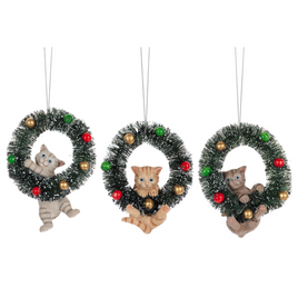 Cat in Wreath Christmas Ornament