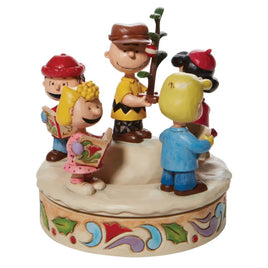 Enesco Peanuts by Jim Shore Charlie Brown and Friends around Christmas Tree rotating figurine 