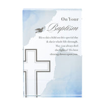 Childs Baptism Gift Sacrament Plaque with "On Your Baptism, Bless this child on this special day & their whole life through. May you always feel the light of His love shining down upon you." Gift for Baptism