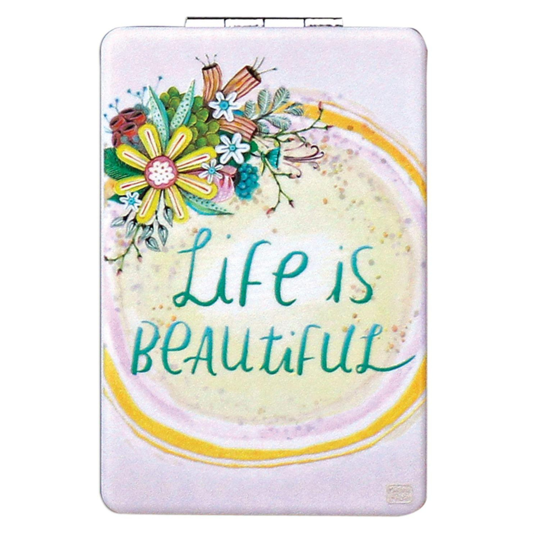 Life is beautiful compact mirror perfect for purse, make-up bag or backpack.